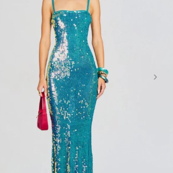RETROFETE- Lisette Aquamarine Sequin Dress - Picture 4 of 7